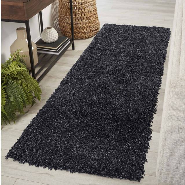 Modern Elegant Soft Shaggy Rug for Living Rooms - Stylish Area Rugs - Charcoal - 60cm x 220cm