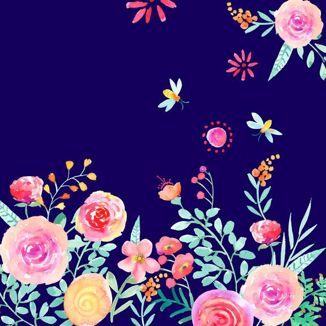 Watercolor Hand Painted Rose Flowers by 495034370 - Wrapped Canvas Art Prints - Blue;Pink;Purple (30cm H x 30cm W x 3.8cm D)