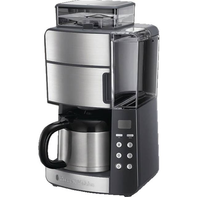 Russell Hobbs termoskaffebryggare, 1,25liter, inbyggd kvarn, svart och rostfritt stål, 1000W, Grind and Brew 25620-56