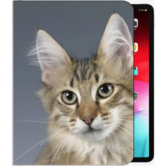 (iPad 2017/2018 9.7 inches) Cat Face Fluffy Ears Eyes Case Slim Shell Cover For iPad iPad Pro 12.9 inch