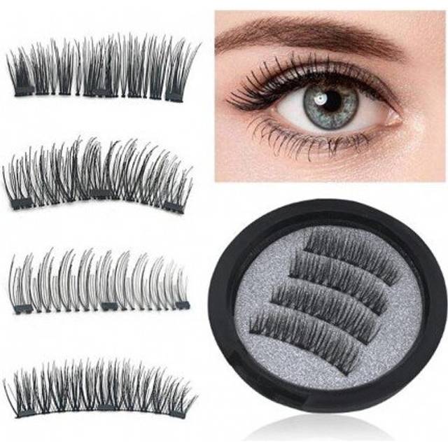 (2Pair Style 4) Magnetic Eyelashes with 3 Magnet 3D Magnetic Lashes Hand Made Natural Long False Eyelashes Magnet Lashes Beauty Makeup Tools