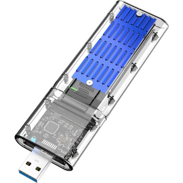 External M.2 NGFF SATA SSD Enclosure High Speed USB3.0 Gen1 5Gb/S Transparent SATA SSD Hard Drive Case for PC Blue