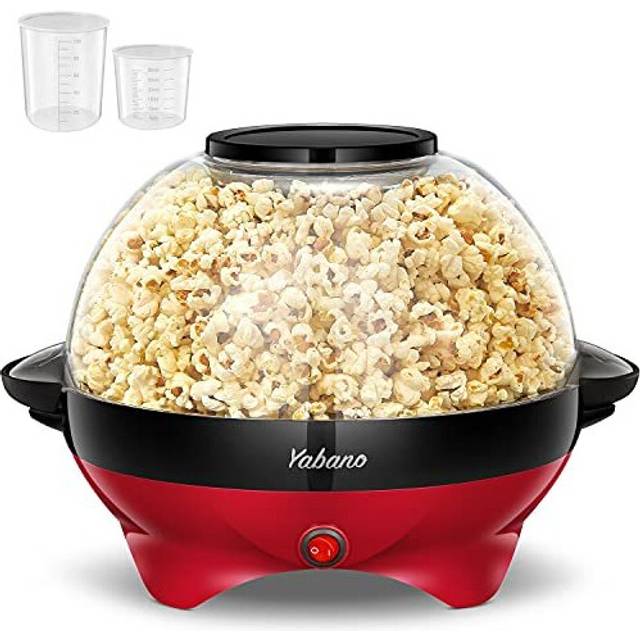 Yabano Popcorn Maker Machine, 5L Popcorn Popper, Nonstick Plate, Electric Stirring with Quick-Heat Technology, Cool Touch Handles, Healthy Less F