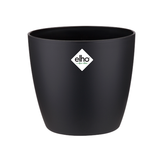 Elho Brussels Plastic Plant Pot Indoor Durable 100% Recyclable - Black - 22cm