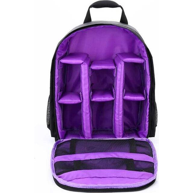 (Purple) Multi Functional Small Dslr Digital Camera Video Backpack Bag Waterproof Outdoor