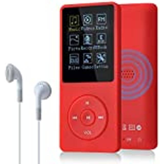 COVVY Slim Music Player 8 GB bärbart förlustlöst ljud 70 timmar skärm Högkvalitativ MP3-spelare Stöd upp till 64 GB (röd)
