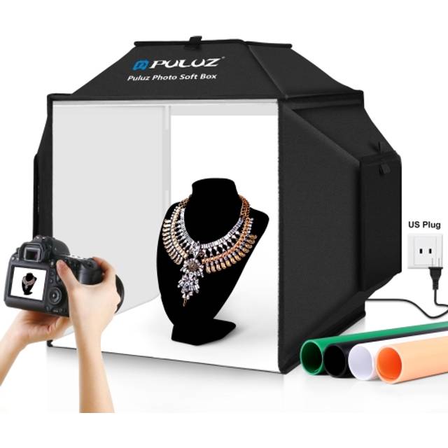 PULUZ 40cm Folding 72W 5500K Studio Shooting Tent Soft Box Photography Lighting Kit with 4 Colors (Black, Orange, White, Green) Backdrops(US Plug)
