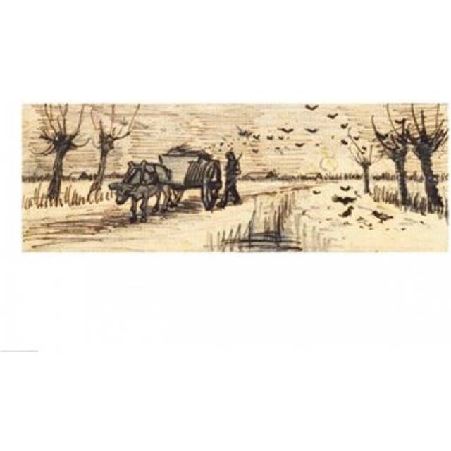 Ox-Cart in The Snow Poster Print by Vincent Van Gogh - 24 x 18 in.