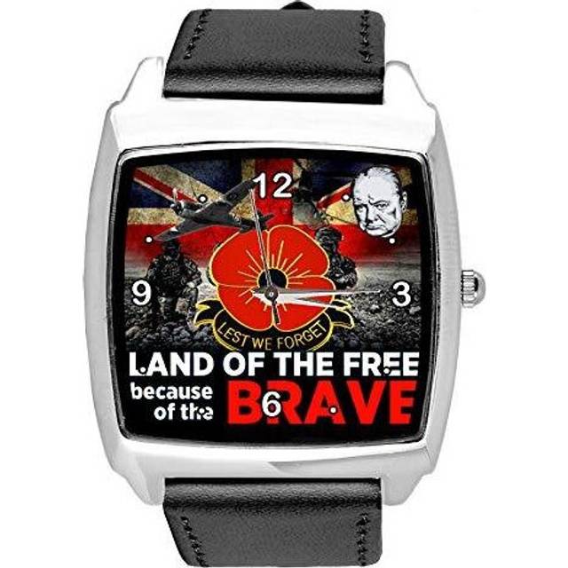 Black Leather Square DIAL Watch for British Soldiers Fans