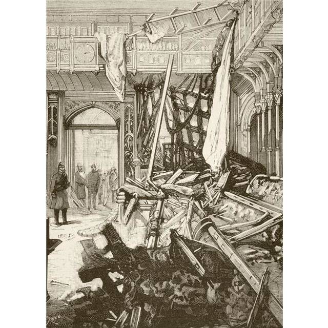 Damage In The House of Commons, London After Fenian Bomb Attack In January 1885 From A 19th Century Illustration Poster Print, 12 x 17