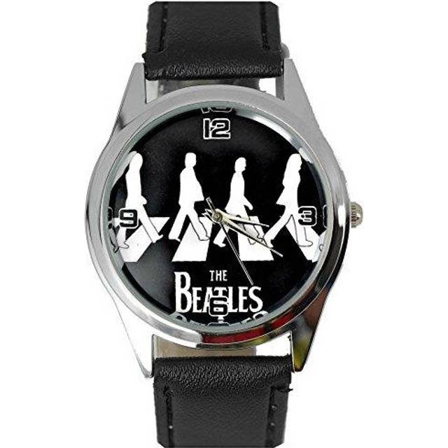 The Beatles Quartz Round Watch Real Leather Band Bw Dial Zebra E2  Black