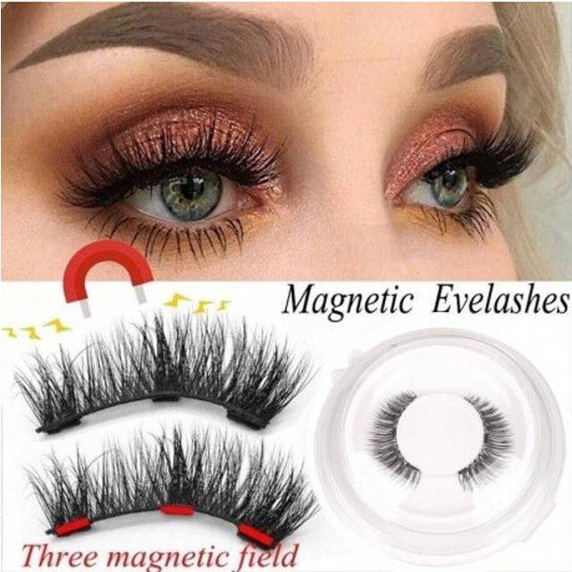 (S7) 3D Magnetic Eyelashes with 3 Magnets Magnetic Lashes Natural Long False Eyelashes Magnet Eyelash Extension Makeup Tools