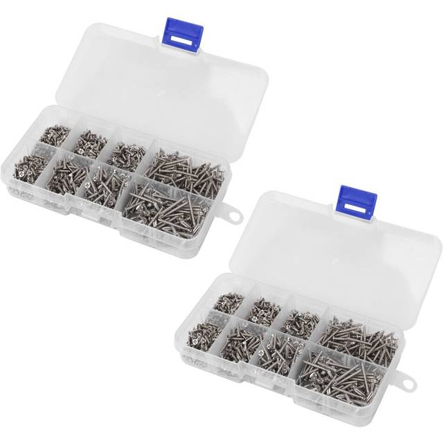 1600Pcs Stainless Steel Self Tapping Screw Assortment Kit Lock Nut Wood Thread Nail Screw Sets M2