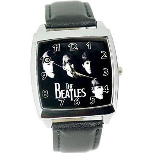 The Beatles Quartz Square Watch Real Leather Band Bf E2 Dial  Black