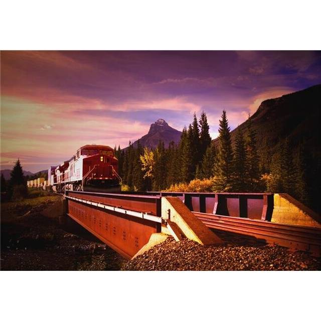 Train Going Over A Bridge - Banff National Park Alberta Canada Poster Print by Darren Greenwood, 34 x 22 - Large