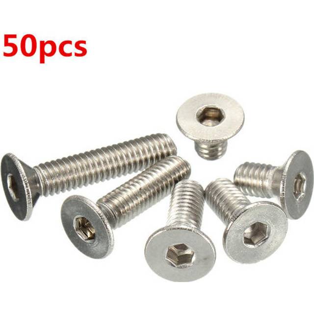 (10mm) M4SH2 50pcs Metric M4 Stainless Steel Countersunk Flat Head Hex Socket Cap Screw Bolts