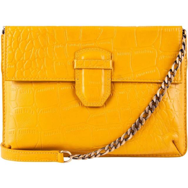(Yellow) Womens Leathr Clutch Alligator Printed Cowhide Bag