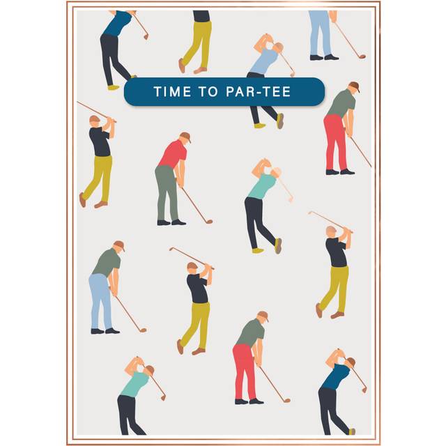 Time To PAR-TEE Golfing Embellished Birthday Greeting Card Copper Script Cards