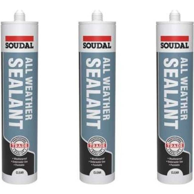 Soudal All Weather Sealant Clear 290ml   116727 (Pack of 3)