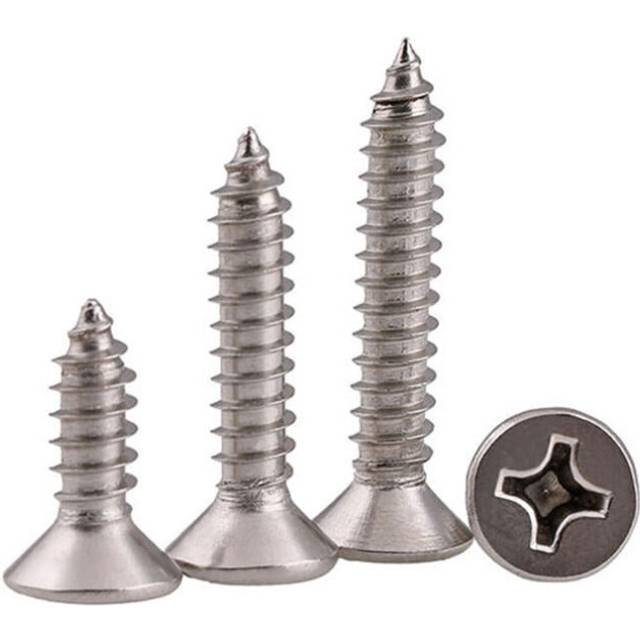 (16mm) 100Pcs M5 304 Stainless Steel Cross Flat Head Self Tapping Screw Wood Screws Speaker Screws Optional Length