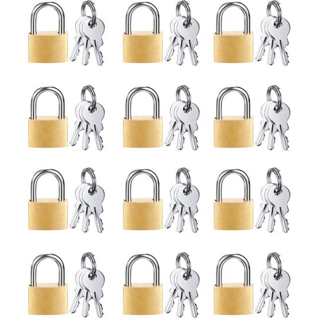12 Pack Mini Padlock Small Solid Brass Locks with 3 Key for Luggage Lock,Backpack,Gym Locker Lock,Suitcase Lock