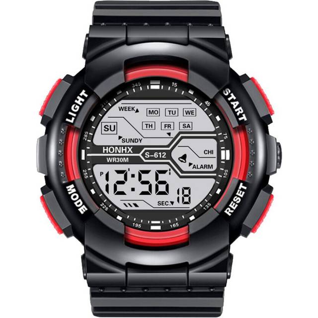 2 Pcs Fashion & Casual Fashion Waterproof Men's Watch Electronic Lcd Digital Stopwatch Date Rubber Outdoor Climbing Watch