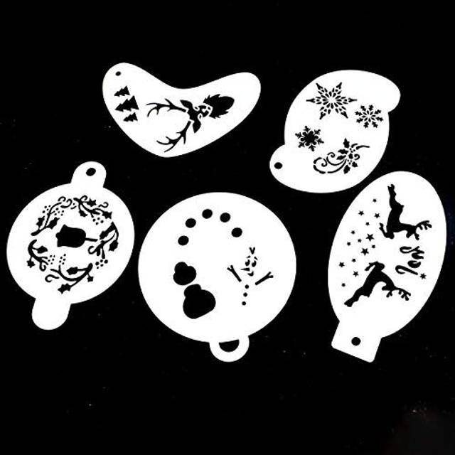 5pcs Reusable Face Paint Stencils for Body Art Painting Halloween Party Makeup Temporary Tattoos Stencils (Christmas)