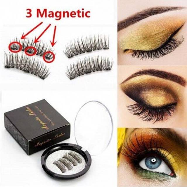 (KS02) Lashes Magnetic 3D Three Magnets Flase Eyelashes 1 Pair Wearing Without Glue Natural Long Various Style Eyelashes Makeup  2018