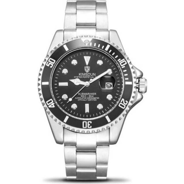 Veile Studios 1022A Water Ghost Solid Stainless Steel Belt Men's Waterproof Luminous Automatic Mechanical Watch Jet Black Dial Silver Band Watches