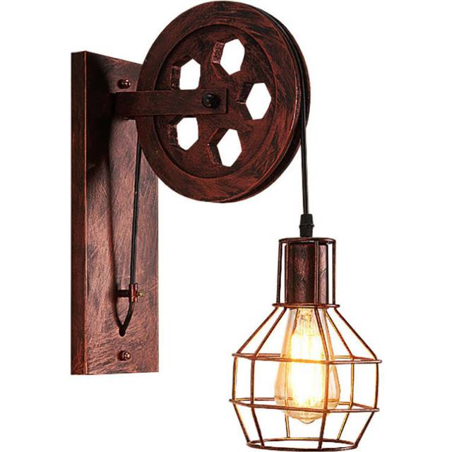 2PCS Creative Wall Lamp Pulley Wall Light Retro Industrial Vintage Wall Lamp Antique Wall Sconce E27 Bulb