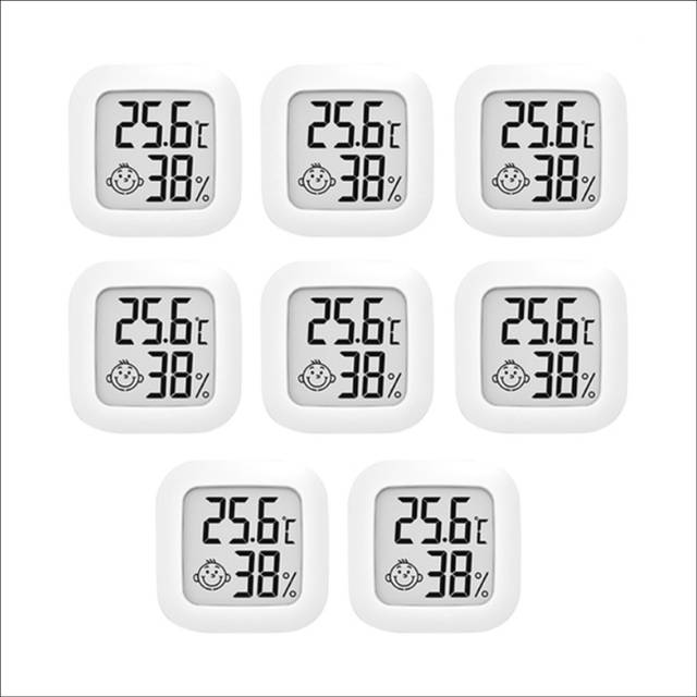8Pcs Mini LCD Digital Thermometer Hygrometer Indoor Room Temperature Humidity Meter Sensor Gauge