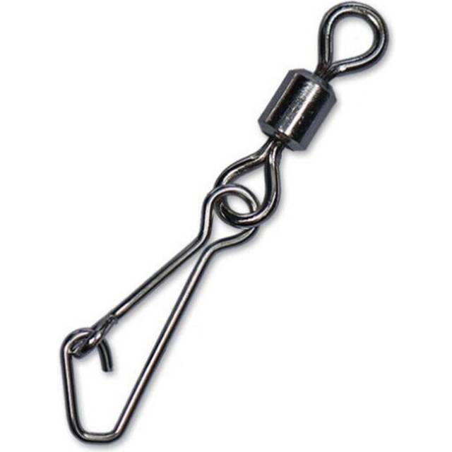 100PCS Stainless Steel Fishing Swivels MS+QL Interlock Rolling Swivel With Hooked Snap Fish Hook Connector  8#
