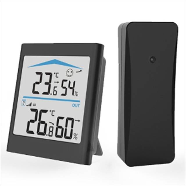 Digital LCD Weather Station Indoor Outdoor Trend Hygrometer Thermometer Wireless Remote Sensor Motion(Black)
