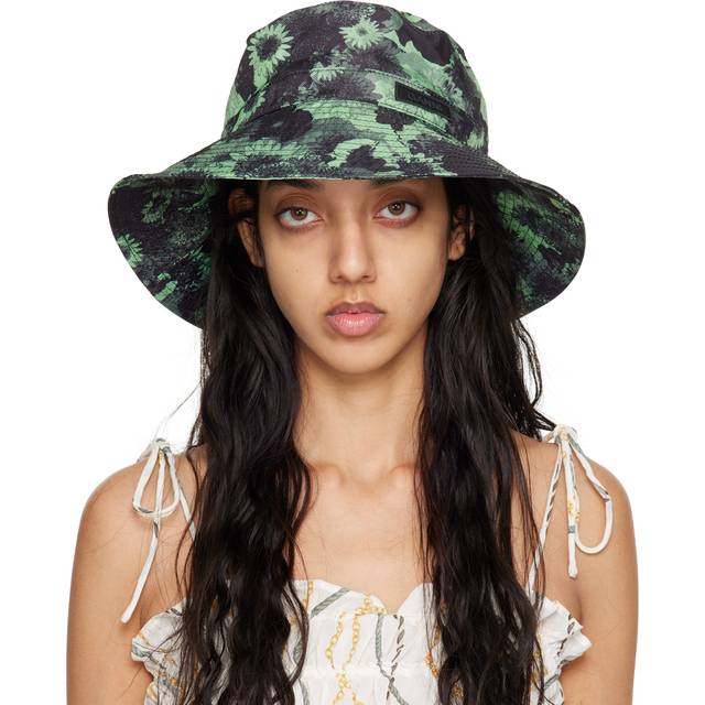 GANNI Black Tech Bucket Hat - 484 Peapod - XS-S