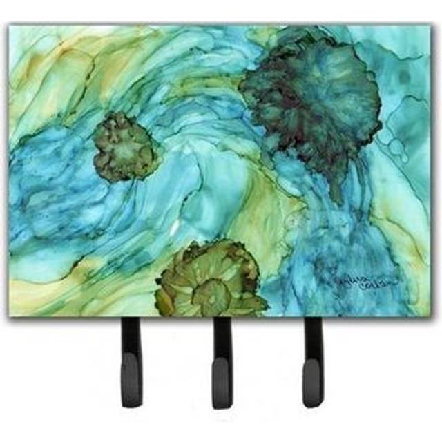 """""Caroline's Treasures 8952TH68 Abstract in Teal Flowers Leash or Key Holder  Large  Multicolor"""""