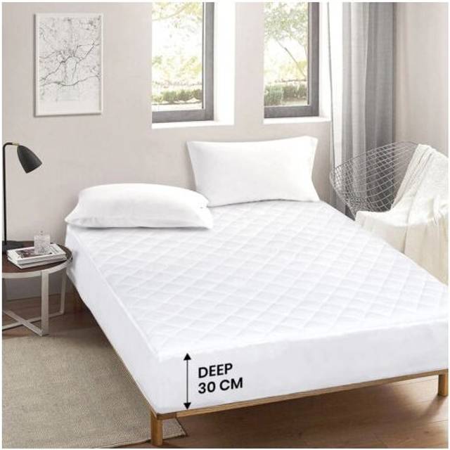 (Skirt Protector, Double: 135 x 190 cm) Quilted Mattress Bed Protector Mattress Topper Bed Cover