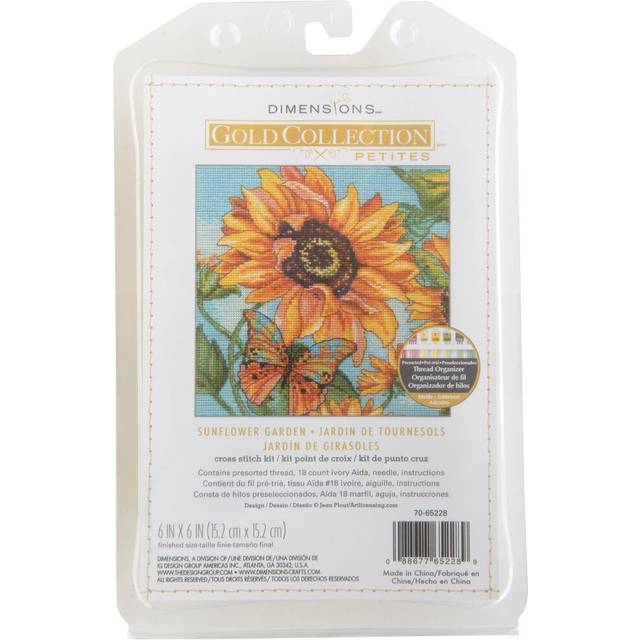 "Dimensions Counted Cross Stitch Kit 6""X6""-Sunflower Garden 18 Count 70-65228"