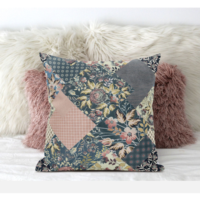 Arizona Floral Patches Suede Blown and Closed Pillow by Amrita Sen in