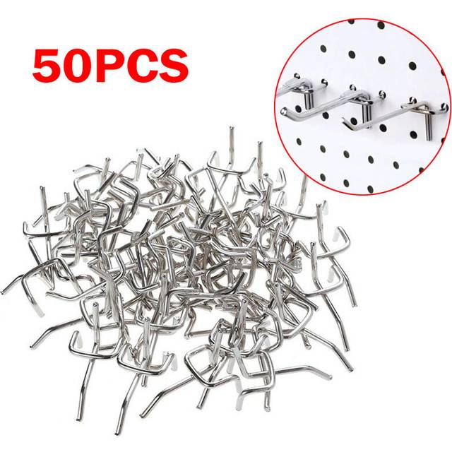 50PCS Carbon Steel Pegs Board Pegboard Hooks Garage Work Shop Metal Grid Wall Storage Hook Tool Sundries Hanging Display  Hook