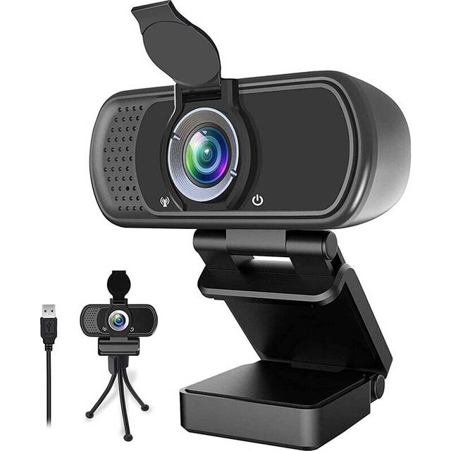 Webcam 1080P Full HD Fixed Focus PC Camera Web Camera with Microphone Cover Tripod Camera