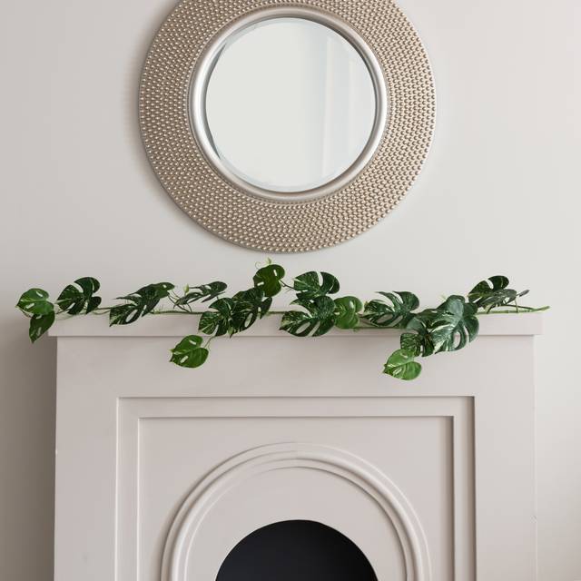 Artificial Variegated Monstera Garland - Green