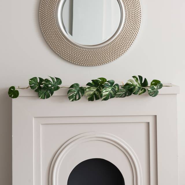 Artificial Variegated Monstera Garland - Green