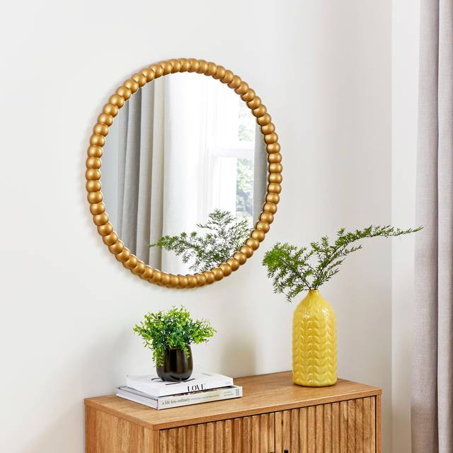 Bobbin Round Wall Mirror - Gold