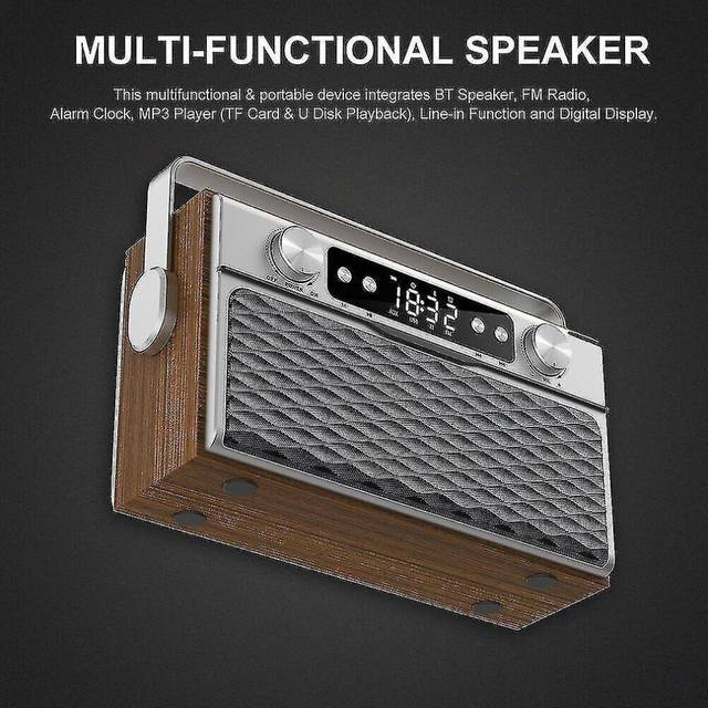 Portable Wireless Wooden Bluetooth-compatible Speaker 20w Loudspeaker Alarm Clock Fm Radio Player
