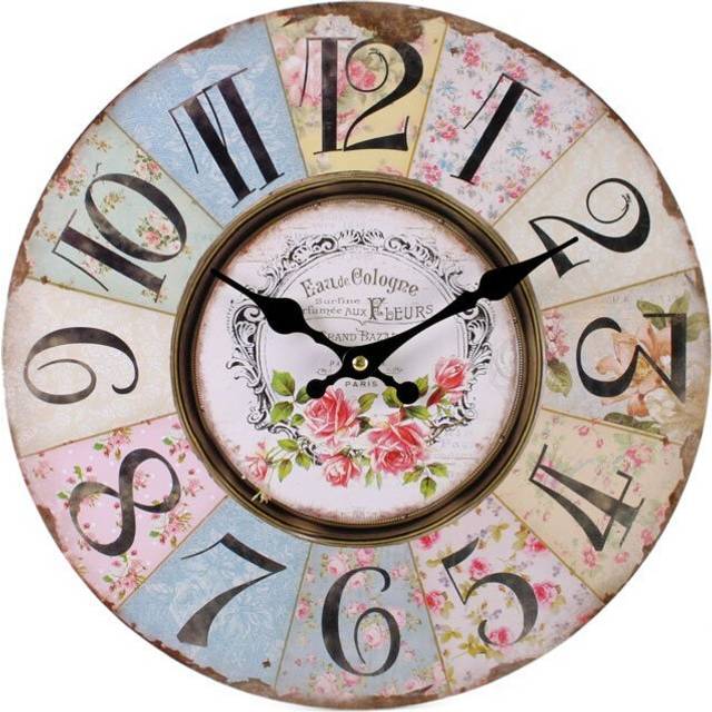 Shabby Chic Floral Patchwork Design Wall Clock