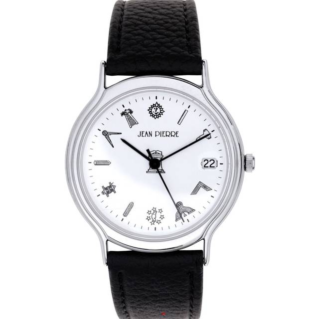 Gents Wristwatch Chrome Finish Calendar Masonic Symbols