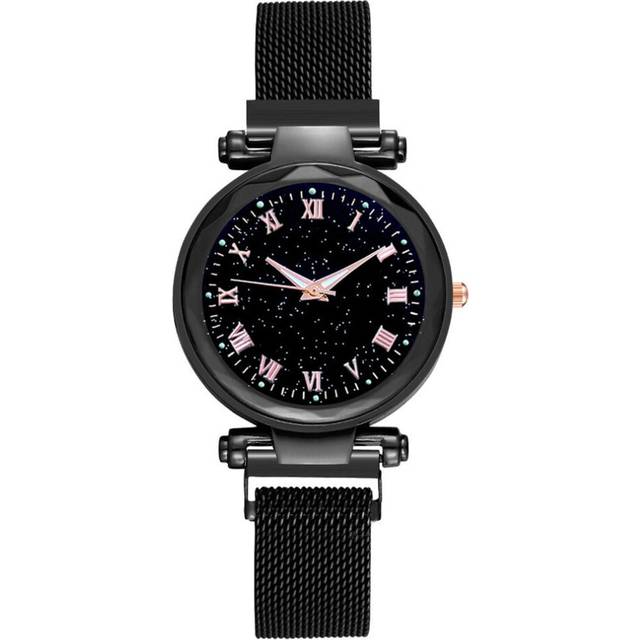 2 Pcs Fashion Roman Scale Watch Women's Quartz Diamond Wristwatch Stars Little Point Frosted Belt Watch