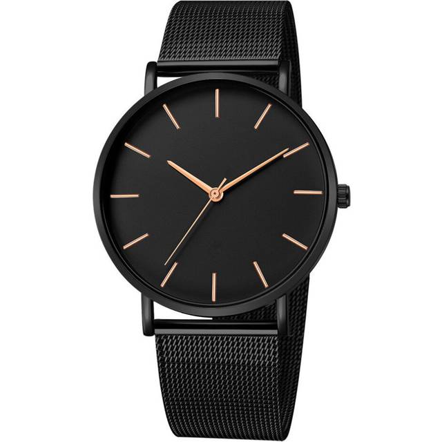 Minimalist Watches Men's watches Stainless Steel Mesh Belt Strap Quartz watch for men Fashion clock wristwatch - Silver