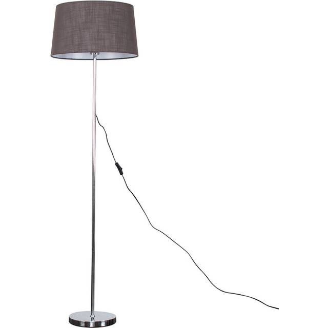 Modern Standard Floor Lamp in a Polished Chrome Finish with a Dark Grey Tapered Shade - Complete with a 6w LED Bulb [3000K Warm White]
