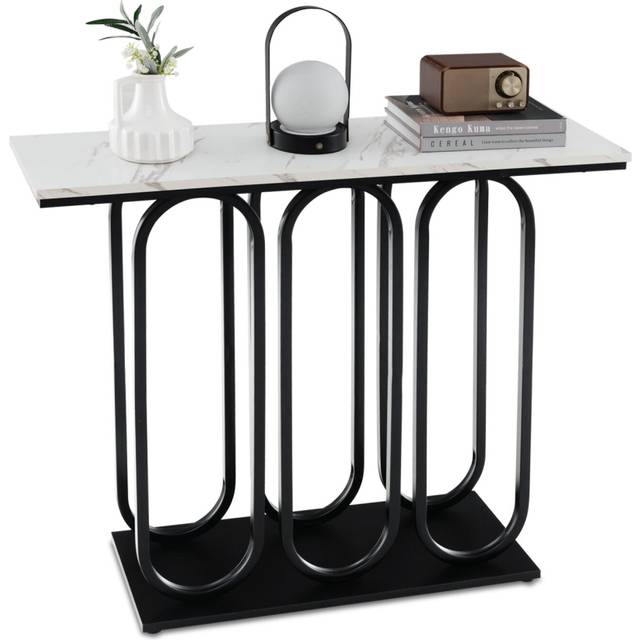 100cm Modern Console Table Faux Marble Narrow Entryway Hallway Table Accent Desk